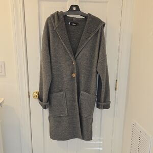 Oversized & Cozy Gray Irish Boiled Wool Parka Cardigan Coat Ivanhoe Size 40
